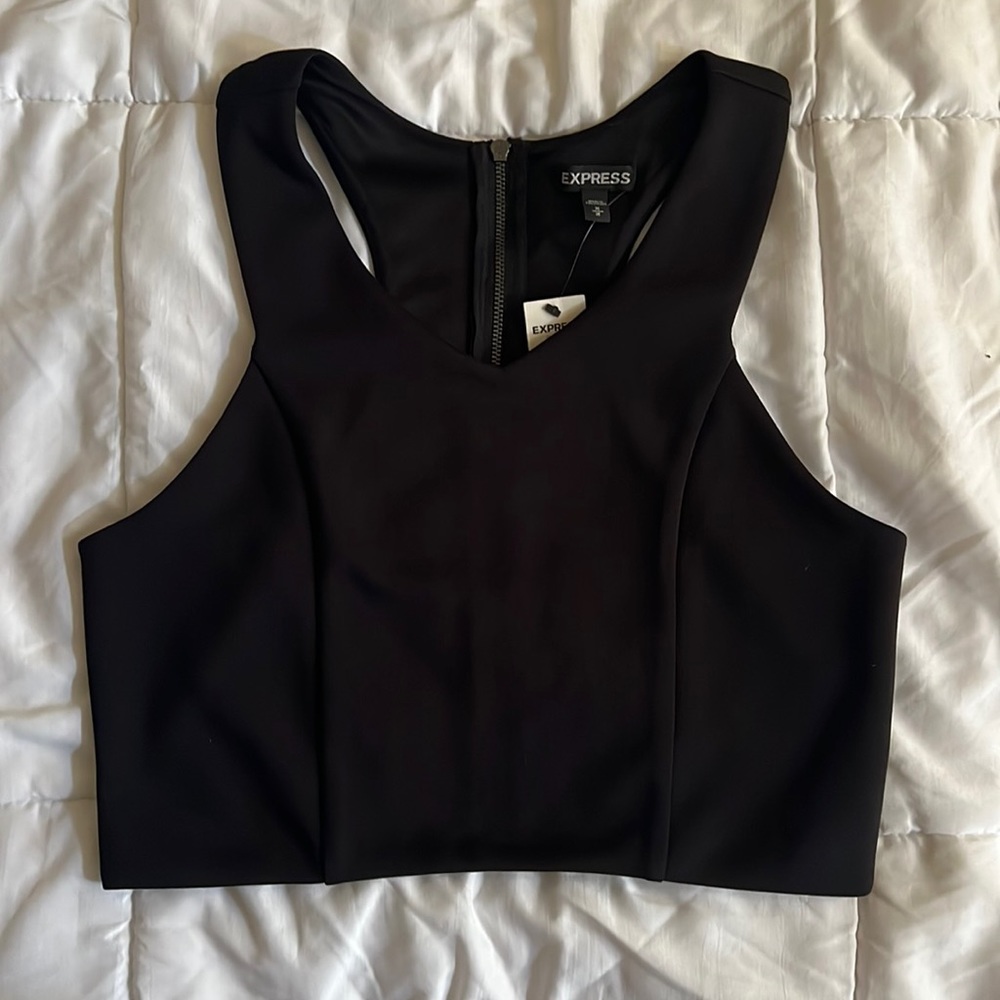 Express black zip back crop top